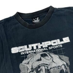 SOUTHPOLE T-Shirt Mens FADED Black y2k grunge skater skull gothic 90s LARGE